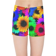 Colorful Sunflowers                                                  Kids  Skinny Shorts by LalyLauraFLM