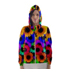 Colorful sunflowers                                                   Hooded Wind Breaker (Women)