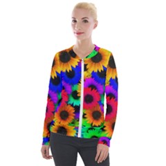 Colorful sunflowers                                                   Velour Zip Up Jacket