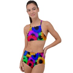 Colorful sunflowers                                                  High Waist Tankini Set