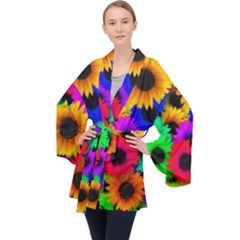 Colorful sunflowers                                                   Velvet Kimono Robe