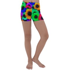 Colorful sunflowers                                                   Kids  Lightweight Velour Yoga Shorts