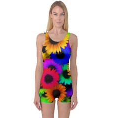 Colorful sunflowers                                                   Women s Boyleg One Piece Swimsuit