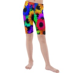 Colorful sunflowers                                                 Kids  Mid Length Swim Shorts