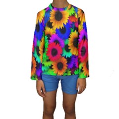 Colorful sunflowers                                                    Kid s Long Sleeve Swimwear