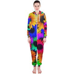 Colorful sunflowers                                                   Hooded Jumpsuit (Ladies)