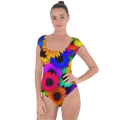 Colorful sunflowers                                                   Short Sleeve Leotard