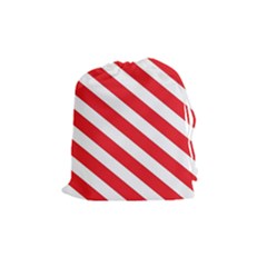 Candy Cane Red White Line Stripes Pattern Peppermint Christmas Delicious Design Drawstring Pouch (medium) by genx