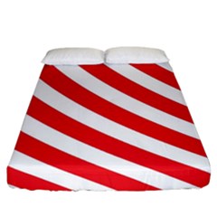 Candy Cane Red White Line Stripes Pattern Peppermint Christmas Delicious Design Fitted Sheet (california King Size) by genx