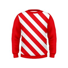 Candy Cane Red White Line Stripes Pattern Peppermint Christmas Delicious Design Kids  Sweatshirt by genx