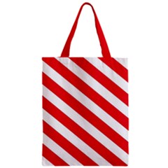 Candy Cane Red White Line Stripes Pattern Peppermint Christmas Delicious Design Zipper Classic Tote Bag by genx