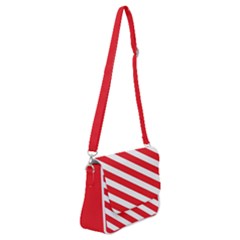 Candy Cane Red White Line Stripes Pattern Peppermint Christmas Delicious Design Shoulder Bag With Back Zipper by genx