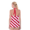 Candy Cane Red White Line stripes pattern peppermint Christmas delicious design Boyleg Halter Swimsuit  View2