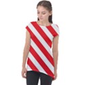 Candy Cane Red White Line stripes pattern peppermint Christmas delicious design Cap Sleeve High Low Top View1