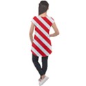 Candy Cane Red White Line stripes pattern peppermint Christmas delicious design Cap Sleeve High Low Top View2