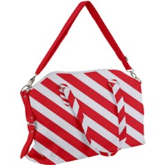 Candy Cane Red White Line Stripes Pattern Peppermint Christmas Delicious Design Canvas Crossbody Bag