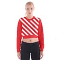 Candy Cane Red White Line stripes pattern peppermint Christmas delicious design Cropped Sweatshirt View1