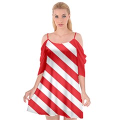 Candy Cane Red White Line Stripes Pattern Peppermint Christmas Delicious Design Cutout Spaghetti Strap Chiffon Dress by genx