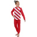 Candy Cane Red White Line stripes pattern peppermint Christmas delicious design Kids  Long Sleeve Set  View1