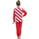 Candy Cane Red White Line stripes pattern peppermint Christmas delicious design Kids  Long Sleeve Set  View2