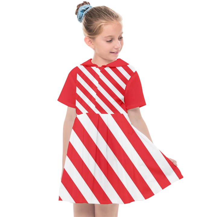 Candy Cane Red White Line stripes pattern peppermint Christmas delicious design Kids  Sailor Dress