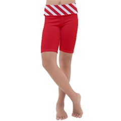 Candy Cane Red White Line Stripes Pattern Peppermint Christmas Delicious Design Kids  Lightweight Velour Cropped Yoga Leggings by genx