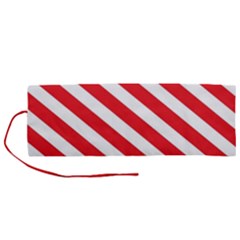 Candy Cane Red White Line Stripes Pattern Peppermint Christmas Delicious Design Roll Up Canvas Pencil Holder (m) by genx