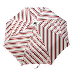 White Candy Cane Pattern With Red And Thin Green Festive Christmas Stripes Folding Umbrellas by genx