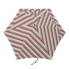 White Candy Cane Pattern With Red And Thin Green Festive Christmas Stripes Mini Folding Umbrellas by genx