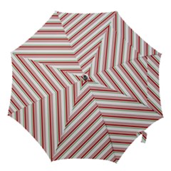 White Candy Cane Pattern With Red And Thin Green Festive Christmas Stripes Hook Handle Umbrellas (small) by genx