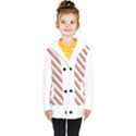 White Candy Cane Pattern with Red and Thin Green Festive Christmas Stripes Kids  Double Breasted Button Coat View1