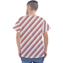 White Candy Cane Pattern with Red and Thin Green Festive Christmas Stripes Men s V-Neck Scrub Top View2