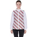 White Candy Cane Pattern with Red and Thin Green Festive Christmas Stripes Women s High Neck Windbreaker View1