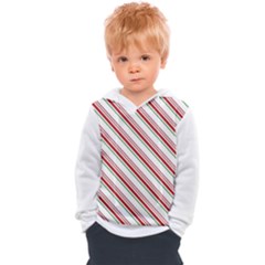 White Candy Cane Pattern With Red And Thin Green Festive Christmas Stripes Kids  Overhead Hoodie by genx