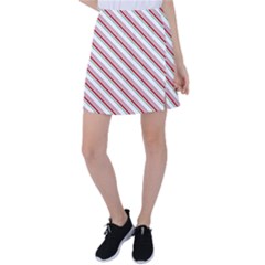 White Candy Cane Pattern With Red And Thin Green Festive Christmas Stripes Tennis Skirt by genx