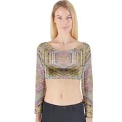 Temple Of Wood With A Touch Of Japan Long Sleeve Crop Top by pepitasart