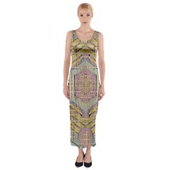 Temple Of Wood With A Touch Of Japan Fitted Maxi Dress by pepitasart