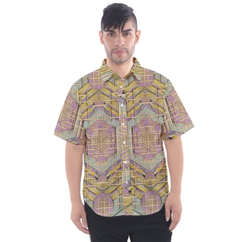 Temple Of Wood With A Touch Of Japan Men s Short Sleeve Shirt by pepitasart