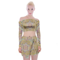 Temple Of Wood With A Touch Of Japan Off Shoulder Top With Mini Skirt Set by pepitasart