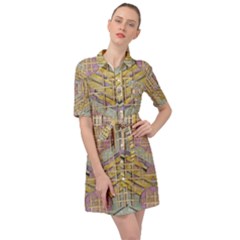 Temple Of Wood With A Touch Of Japan Belted Shirt Dress by pepitasart