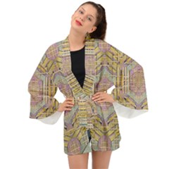 Temple Of Wood With A Touch Of Japan Long Sleeve Kimono by pepitasart