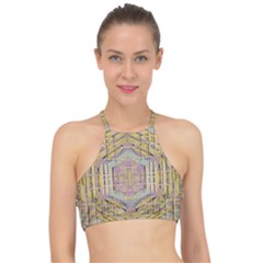 Temple Of Wood With A Touch Of Japan Racer Front Bikini Top by pepitasart