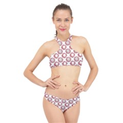 Peppermint Candy Dots High Neck Bikini Set by bloomingvinedesign