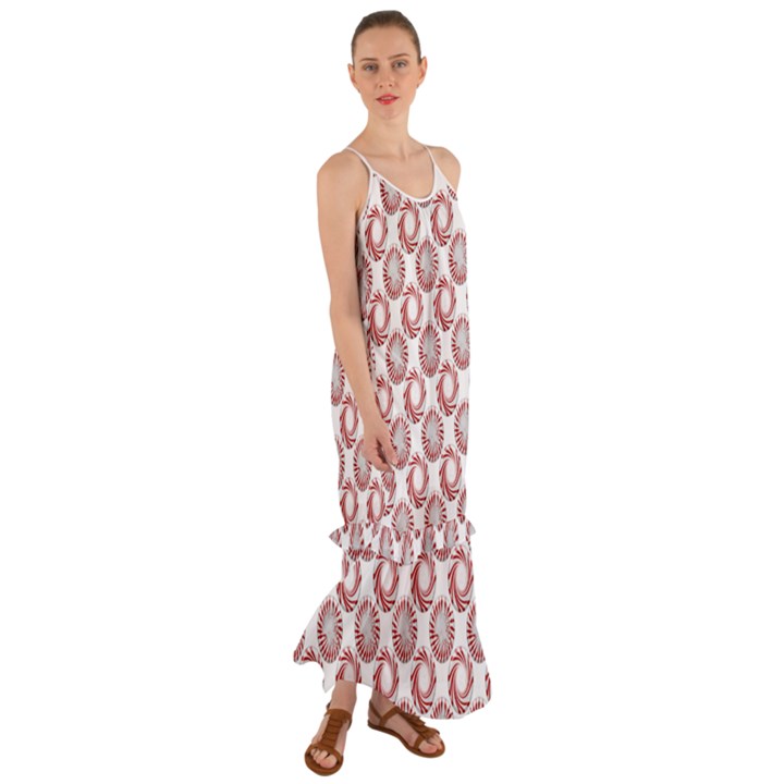 Peppermint Candy Dots Cami Maxi Ruffle Chiffon Dress