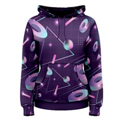 Retrowave Aesthetic Vaporwave Retro Memphis Pattern 80s Design Geometrical Shapes Futurist Pink Blue 3d Women s Pullover Hoodie by genx