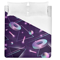 Retrowave Aesthetic Vaporwave Retro Memphis Pattern 80s Design Geometrical Shapes Futurist Pink Blue 3d Duvet Cover (queen Size) by genx