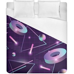 Retrowave Aesthetic Vaporwave Retro Memphis Pattern 80s Design Geometrical Shapes Futurist Pink Blue 3d Duvet Cover (california King Size) by genx