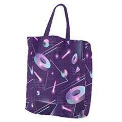 Retrowave Aesthetic Vaporwave Retro Memphis Pattern 80s Design Geometrical Shapes Futurist Pink Blue 3d Giant Grocery Tote by genx