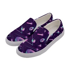 Retrowave Aesthetic Vaporwave Retro Memphis Pattern 80s Design Geometrical Shapes Futurist Pink Blue 3d Women s Canvas Slip Ons by genx