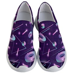 Retrowave Aesthetic Vaporwave Retro Memphis Pattern 80s Design Geometrical Shapes Futurist Pink Blue 3d Women s Lightweight Slip Ons by genx